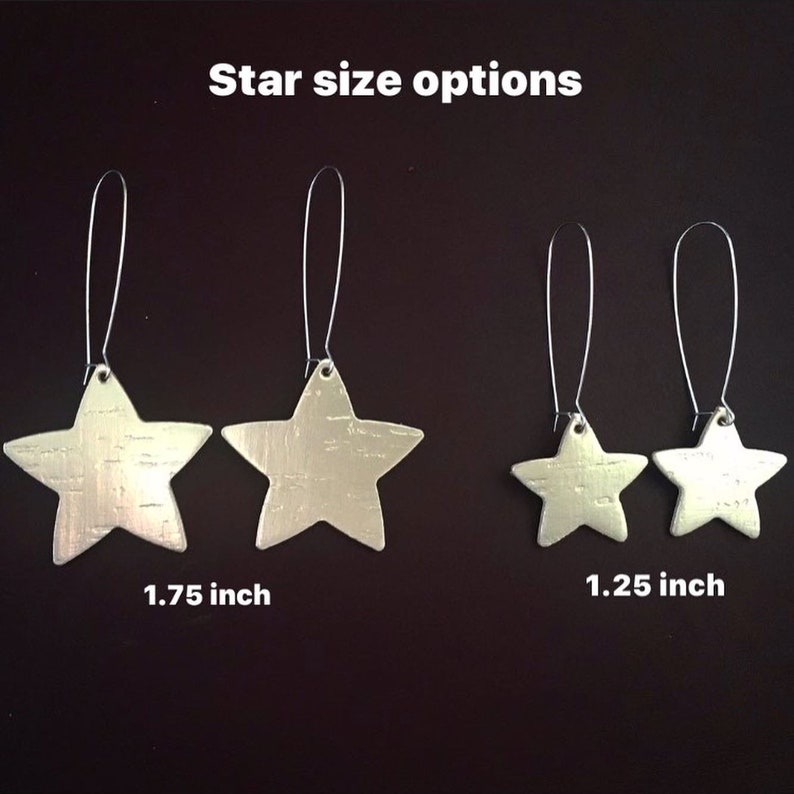 Star earrings Cork earrings Leather earrings Cork and leather star earrings Gifts for her