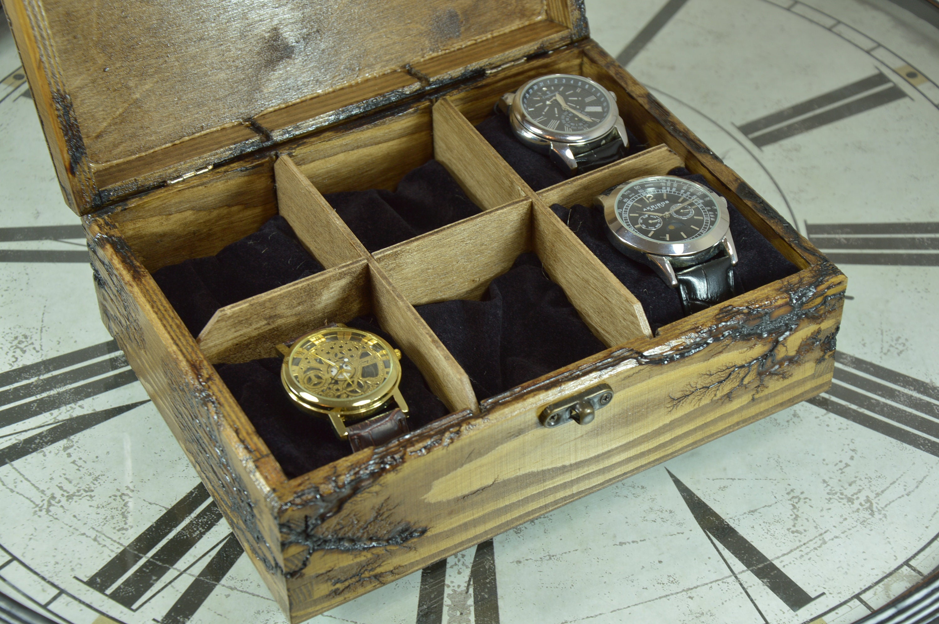 Watch Display Handmade Vintage Wood Watch Box Box for 6 Etsy
