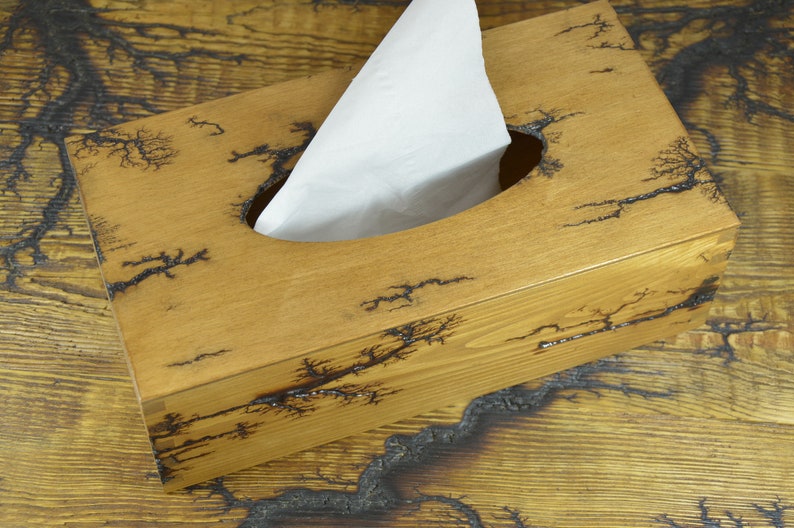 Deep Solid Black Wood Handmade Tissue Kleenex Box Cover Holder Large Count Rectangle Style Jointed Sides