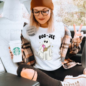Boo-Jee Simple Modern Inspired Cup Ghost PNG Sublimation Design Download DTF Print Tumbler Sticker