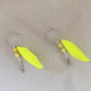 Neon yellow fancy hoop earrings
