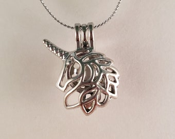 K1178 Silver Unicorn Hollow Beads Cage Locket Pendant Charm K1178 Silver Unicorn Hollow Beads Cage Locket Pendant Charm