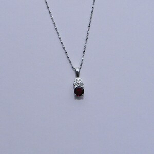 Garnet Round Pendant Sterling Silver Necklace January Birthstone, Gift for her
