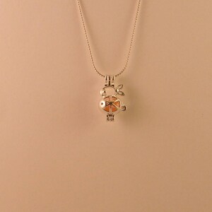 Rabbit Cage Pendant & Pearl Necklace, gift for her, Bridesmaid gift, June Birthstone, Birthday gift.