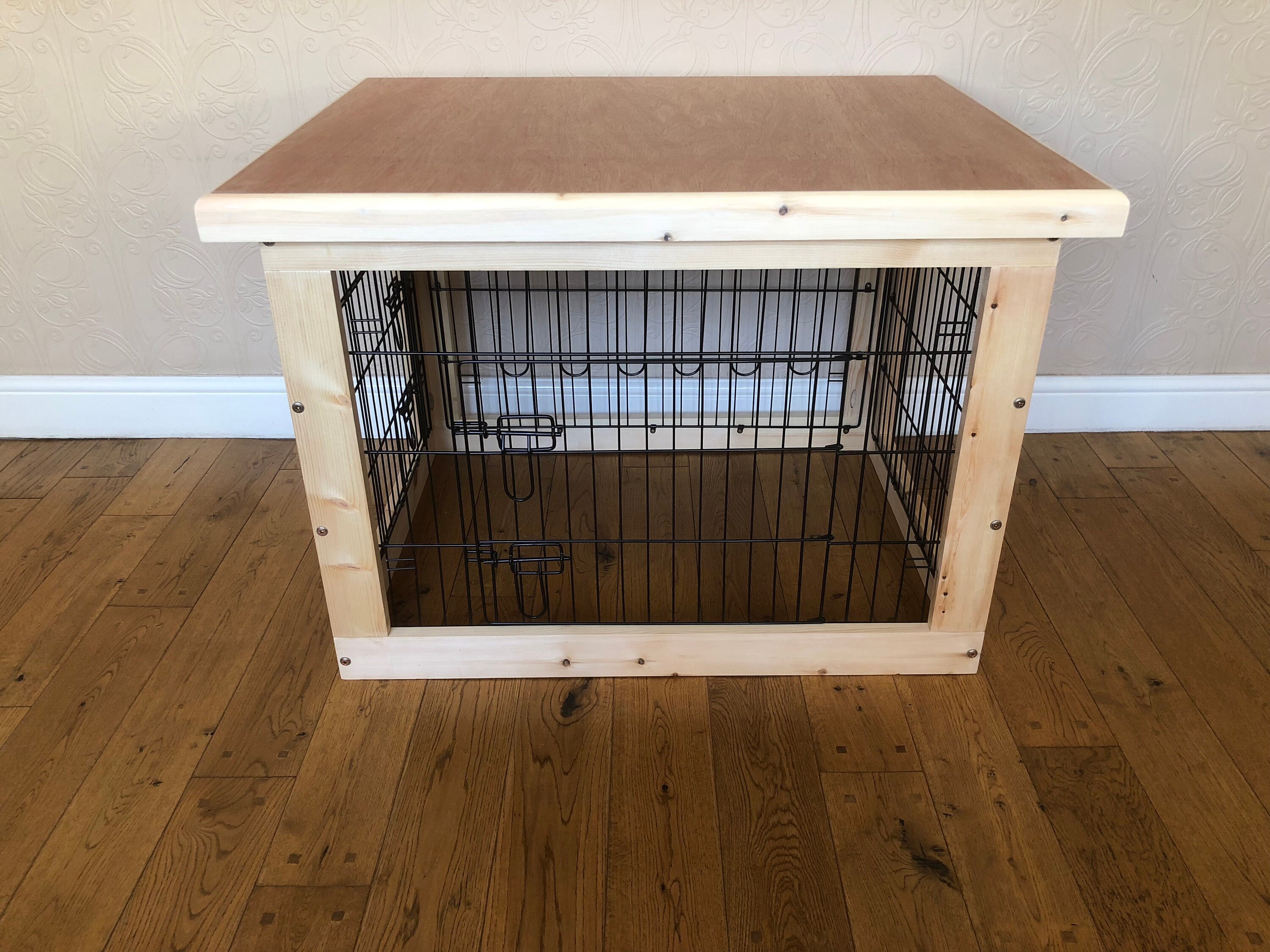 Dog crate with wood frame sales