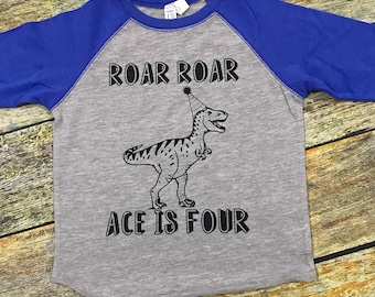 Age 4-5 years Boy/'s Roar Design Short Sleeve T-Shirt Blue NEW