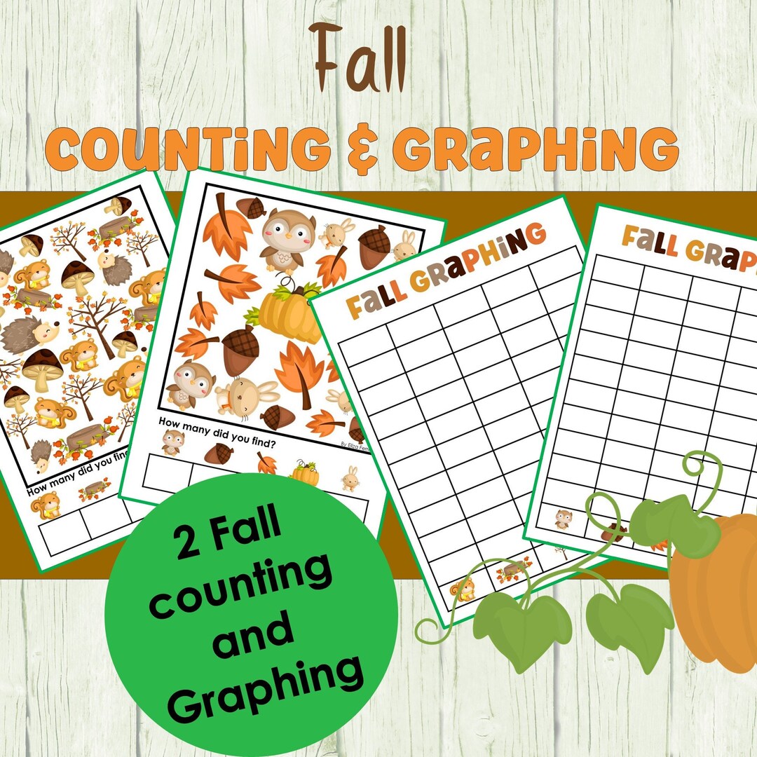 Fall Counting and Graphing Worksheet Printable for Kids - Etsy