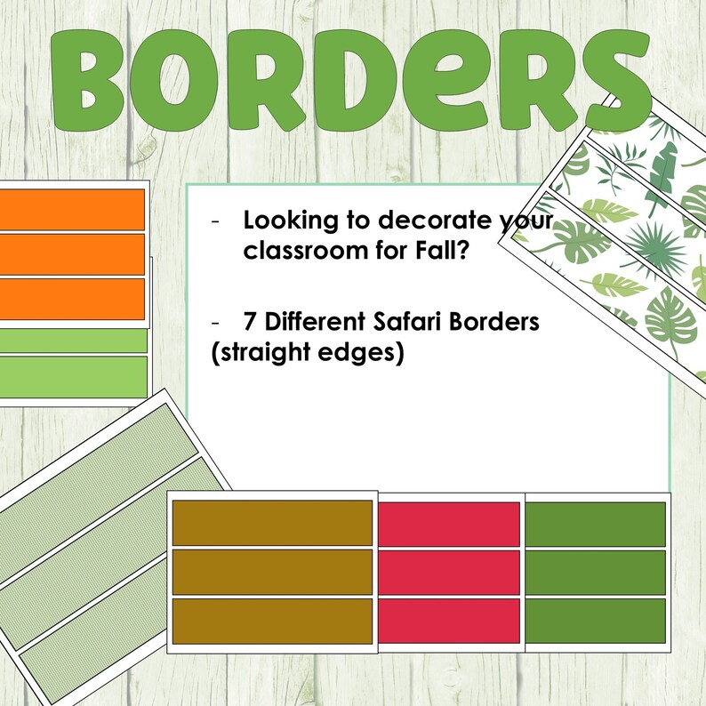 Safari Bulletin Board Borders Jungle Borders jungle Classroom Decor