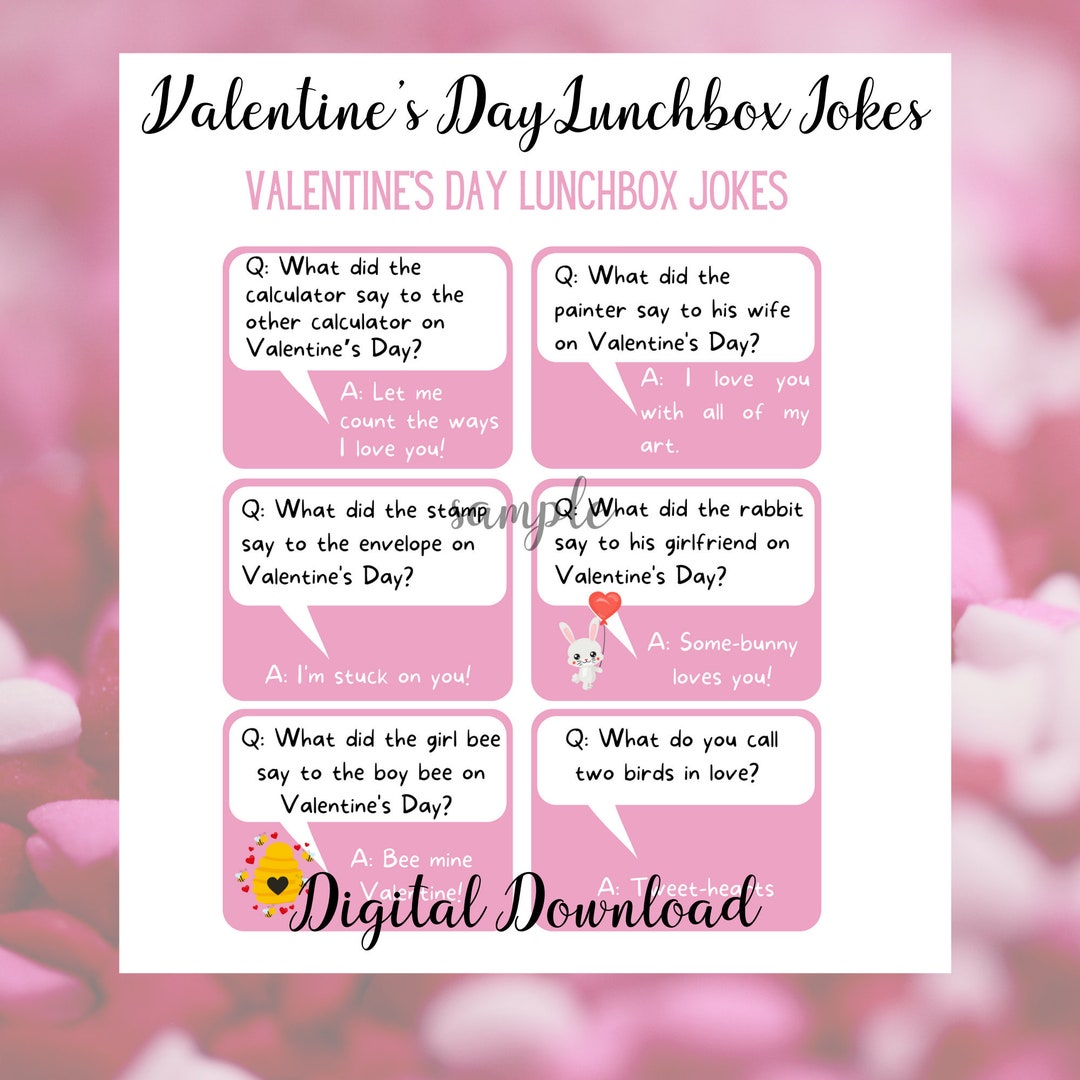 Valentine's Day Lunchbox Jokes for Kids Printable, Printable Valentine ...