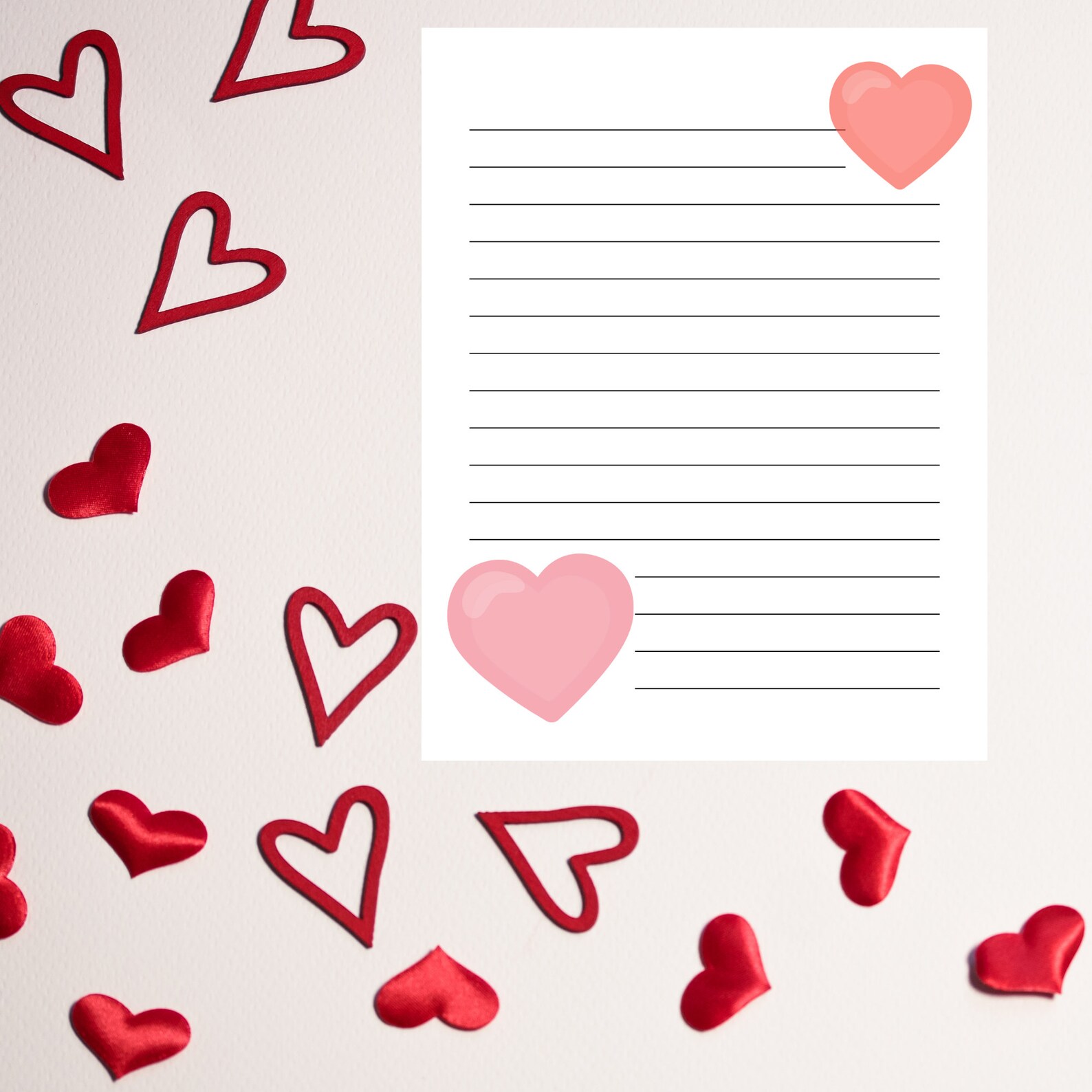 Valentine s Day Stationery Printable Heart Stationery Printable Heart Letter Paper Lined