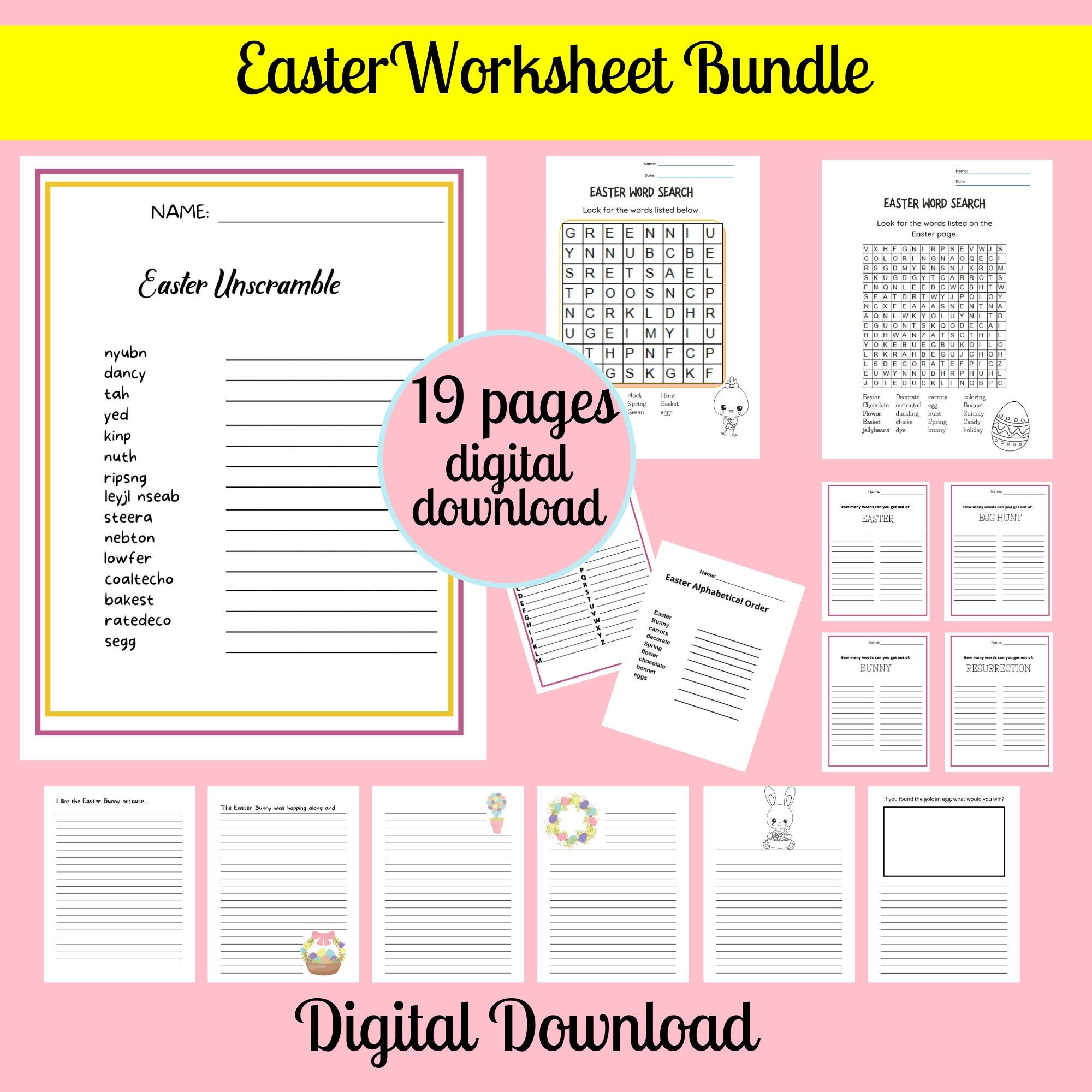 easter worksheet bundle easter activities easter games etsy