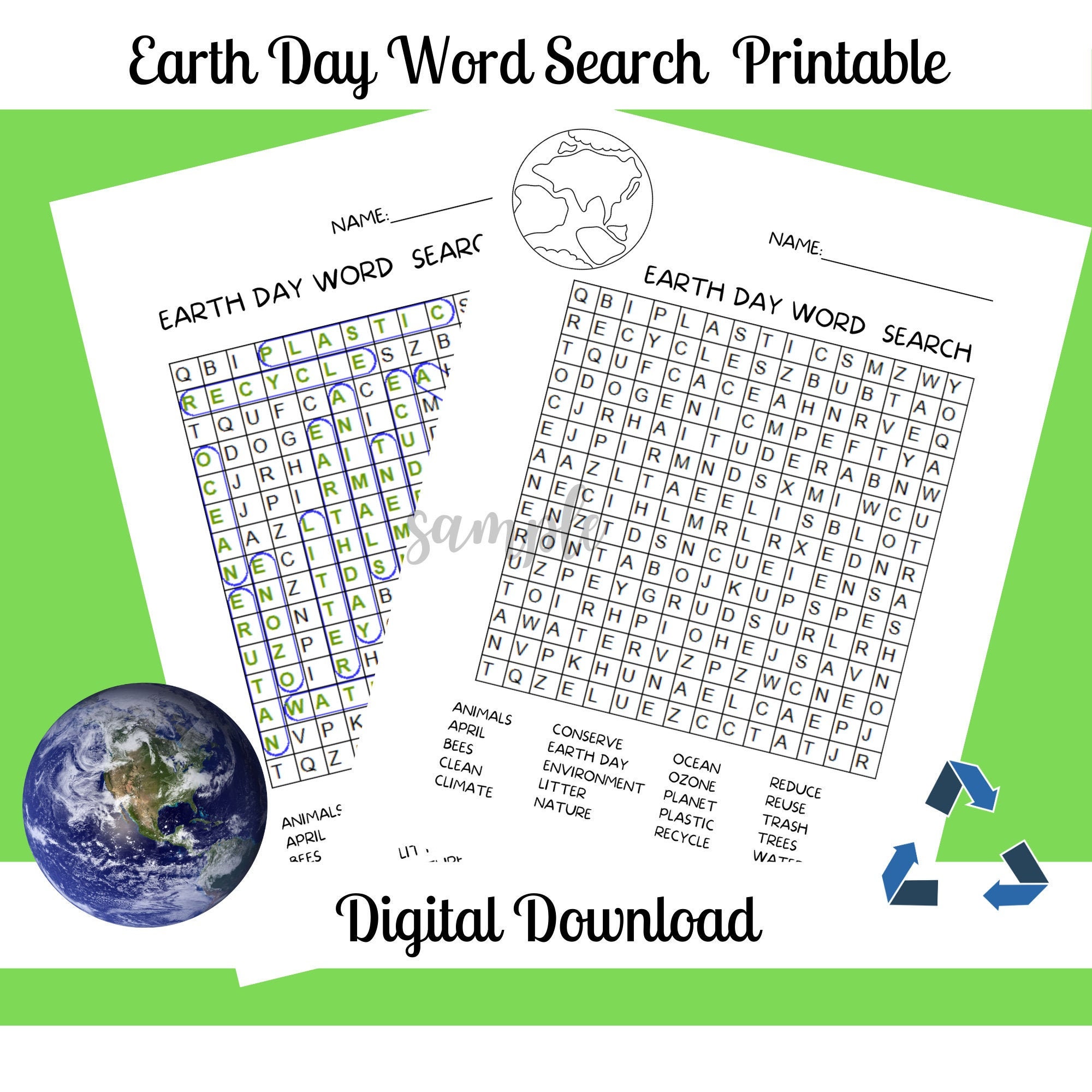 earth day word search word game printable word search etsy