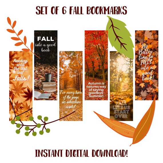Fall Bookmarks Autumn Leaf Bookmarks Leaf Bookmarks Autumn - Etsy