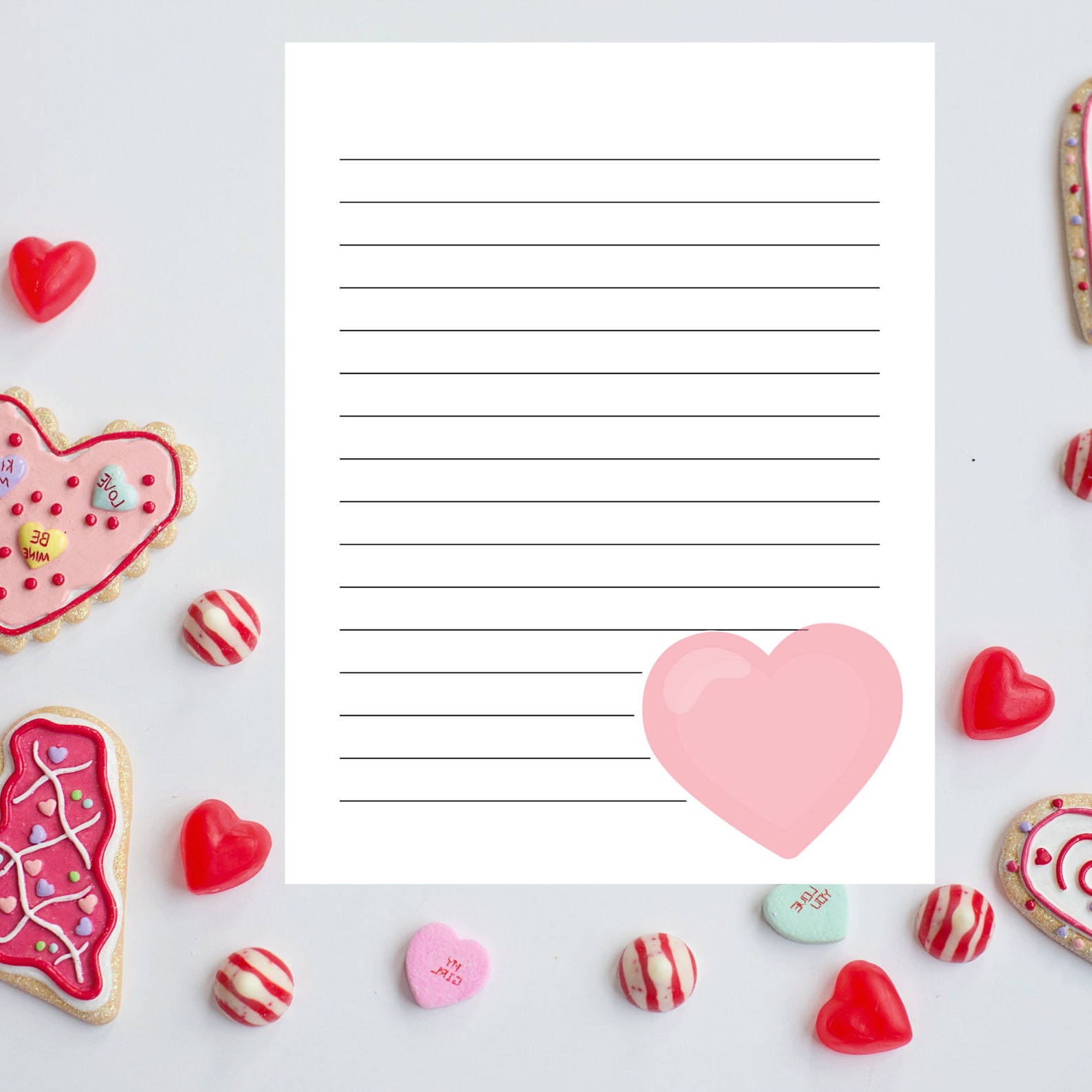 Valentine s Day Stationery Printable Heart Stationery Printable Heart Letter Paper Lined