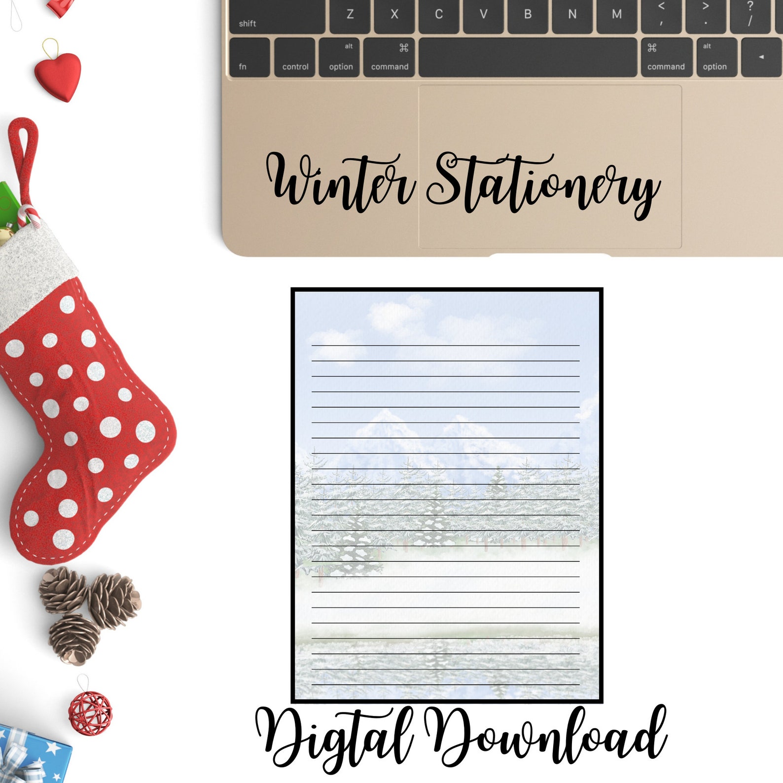 Winter stationery Printable Winter Scenery stationery Etsy España