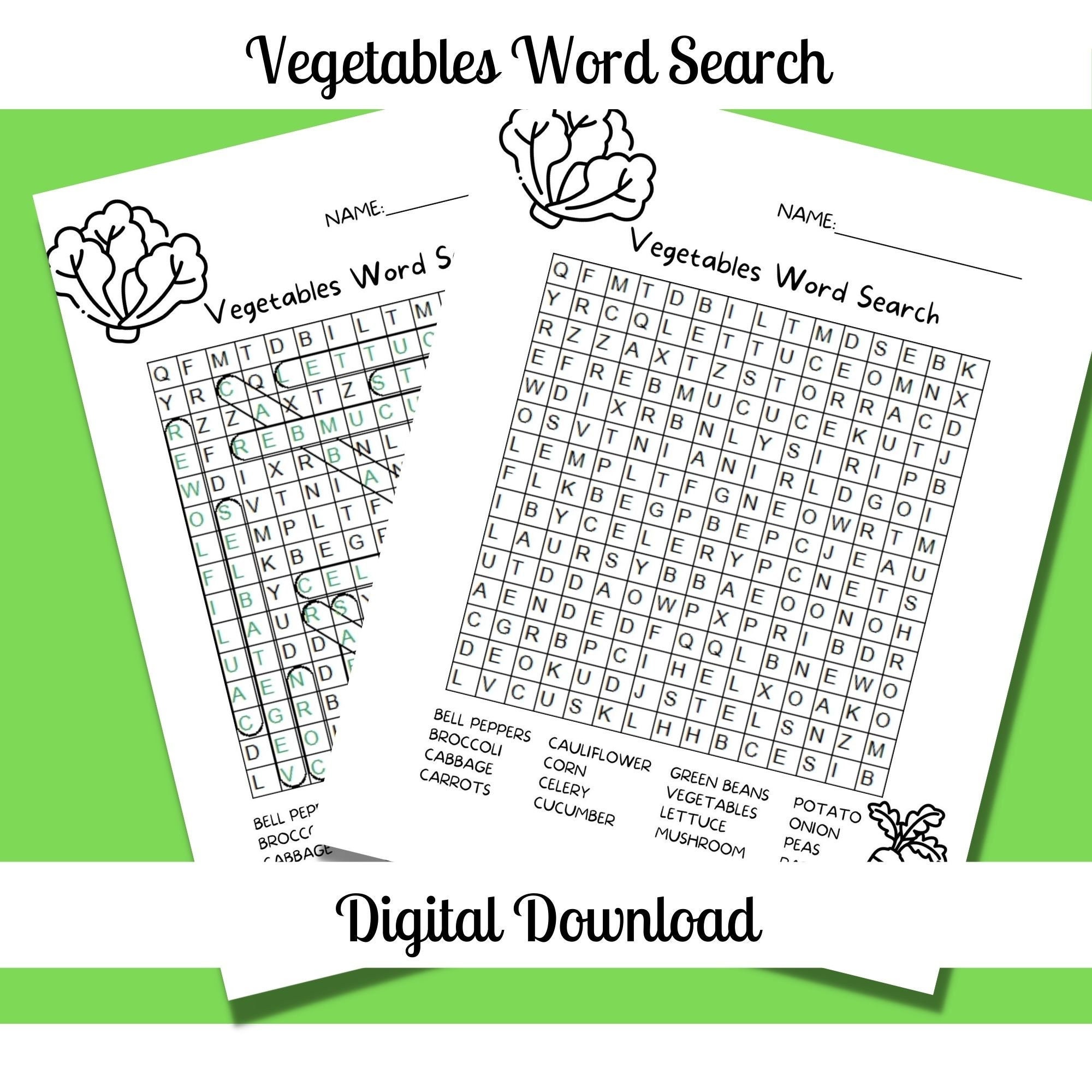 vegetable word search word search printable printable for etsy ireland