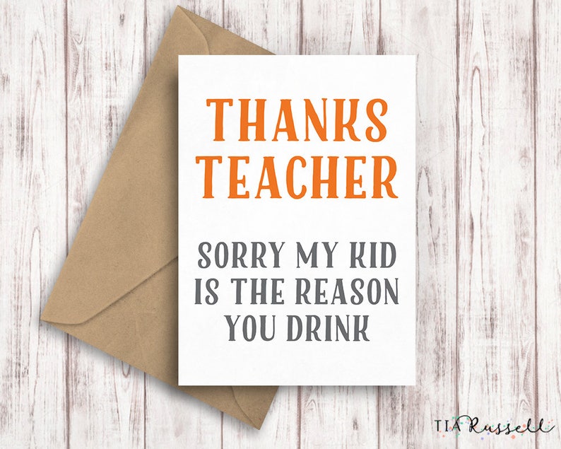 Thank You Teacher Card Funny Teacher Card Thanks Teacher | Etsy