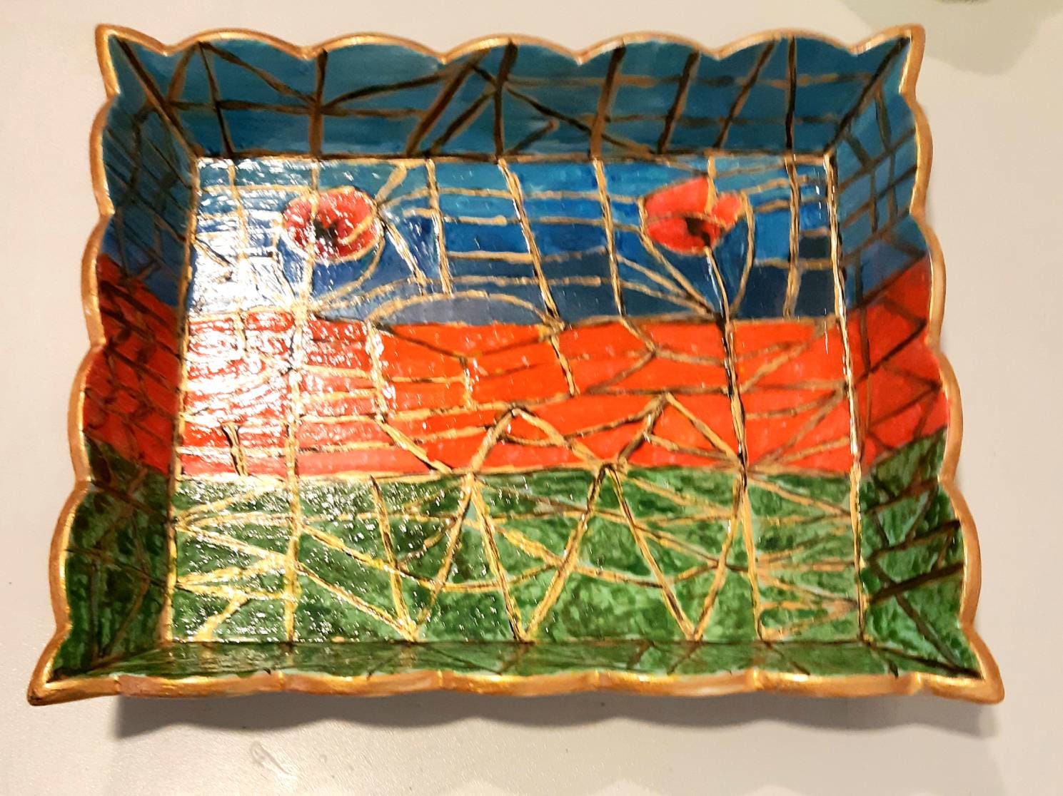 Plateau Paysage Façon Vitrail