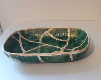 Stained glass green soap holder