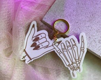 Pinky promise skeleton vamp hands | Halloween boo basket tag | backpack purse tag