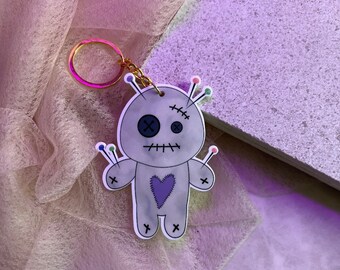 Personalized Voodoo Doll keychain | Halloween boo basket tag | backpack purse tag