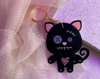Spooky Kitty keychain | Halloween boo basket tag | backpack purse tag