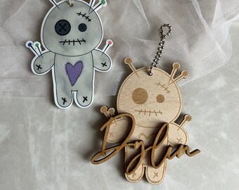 Personalized Voodoo Doll keychain | Halloween boo basket tag | backpack purse tag