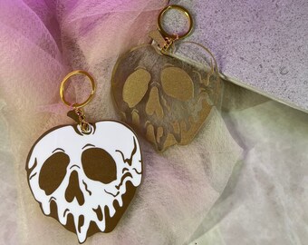 Poison apple skeleton head keychain | Halloween boo basket tag | backpack purse tag | Halloween Tags |Halloween Treat Bag | Pastel | Nude