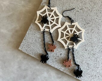 Spider Web Halloween Gift Earrings | Handmade Sterling Silver Iridiscent Pastel | Unique Jewelry | Perfect Gifts