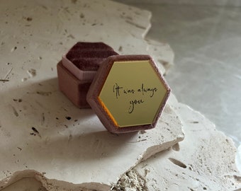 Hexagon RING Box | Personalized | Custom | Wedding | Engagement Ring Box | Bridal Sash | Proposal Box | Keepsake Box