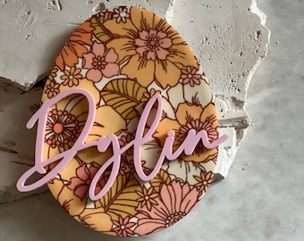 Easter Tag | Retro easter egg tag | basket tag | personalized bag tag | Spring Bag tag