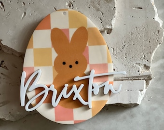 Easter Tag | Retro easter egg tag | basket tag | personalized bag tag | Peeps Bag Tag
