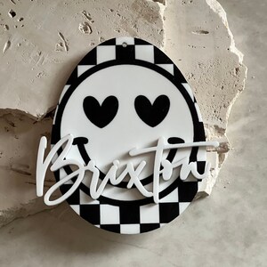 Easter Tag | Retro easter egg tag | basket tag | personalized bag tag | checkered pattern | Heart eyes | Smile