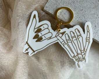 Pinky promise skeleton vamp hands | Halloween boo basket tag | backpack purse tag