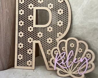 Room letter decor ONLY | modern rattan daisy | daisy girl decor