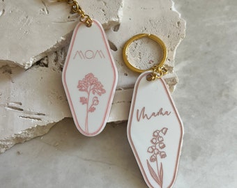 Mothers mama retro keychain | Mother’s Day | gifts for mom | acrylic keychain | birth month flower