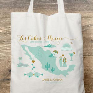 Customizable Destination Wedding Welcome Canvas Tote Bag • Cabo, Mexico • Personalized Rustic Glam Beach Bag • Wedding Party Favor