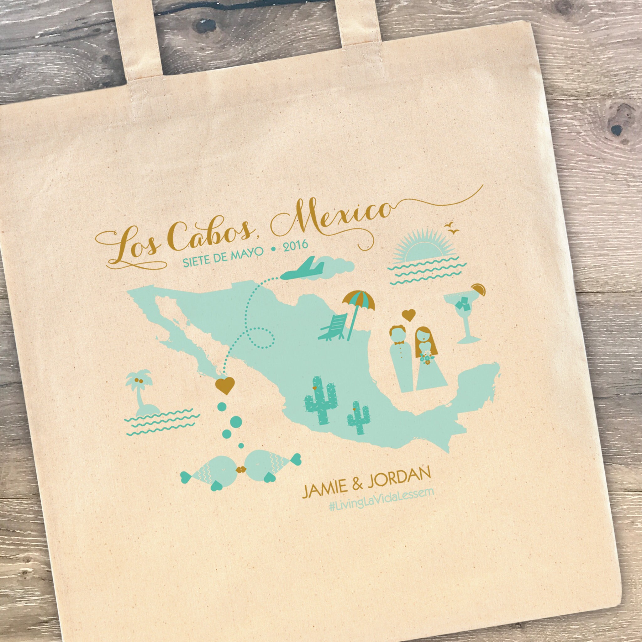 Customizable Destination Wedding Welcome Canvas Tote Bag • Cabo, Mexico ...