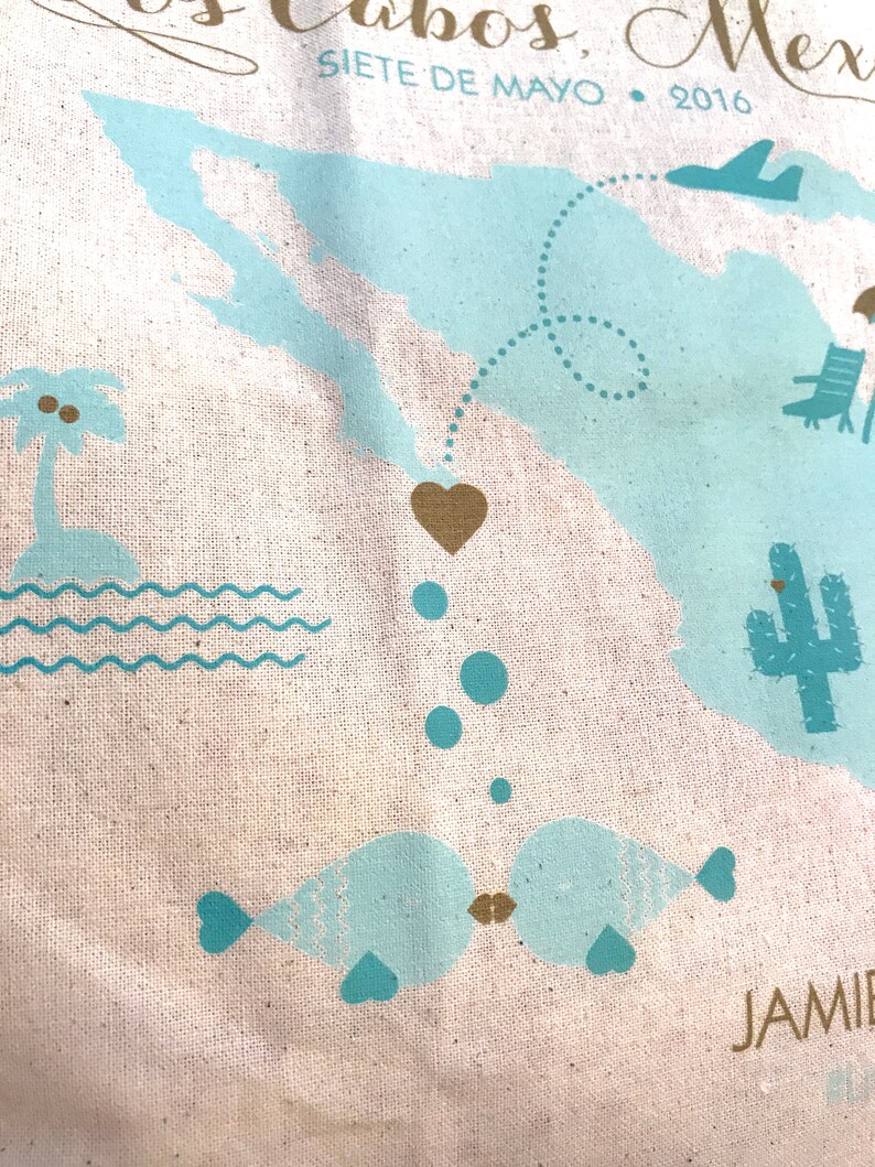 Customizable Destination Wedding Welcome Canvas Tote Bag • Cabo, Mexico ...