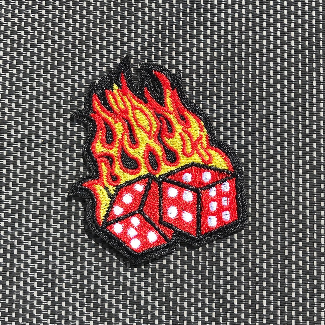 Flaming Dice Embroidered Patch Dice Patch IronOn Upcycle Etsy