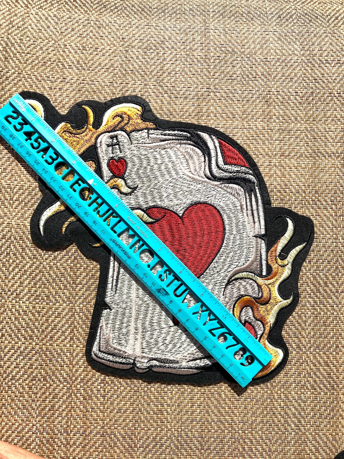 Large Flaming Ace of Hearts Embroidered Patch Cards Patch Etsy