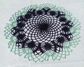 New black-turquoise crochet doily - black doily - turquoise doily