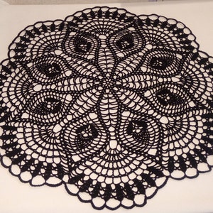 New black large crochet doily - black doily - black tablecloth