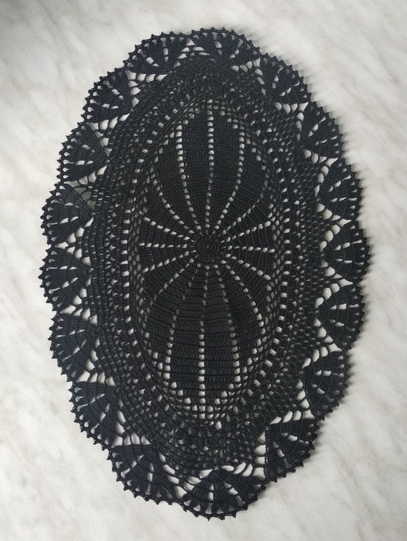New Black Crochet Doilyoval Black Doilyblack Tableclothblack Napkin
