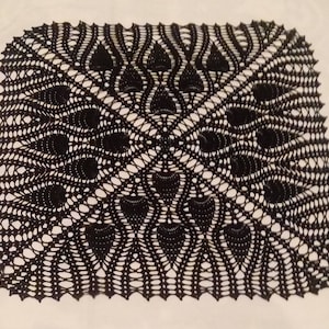 New black crochet doily-25 inches-squre black doily-black tablecloth-black napkin-large tablecloth-square doily-square tablecloth