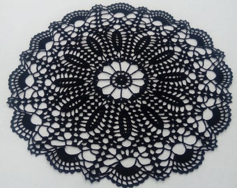 New black crochet doily - black doily