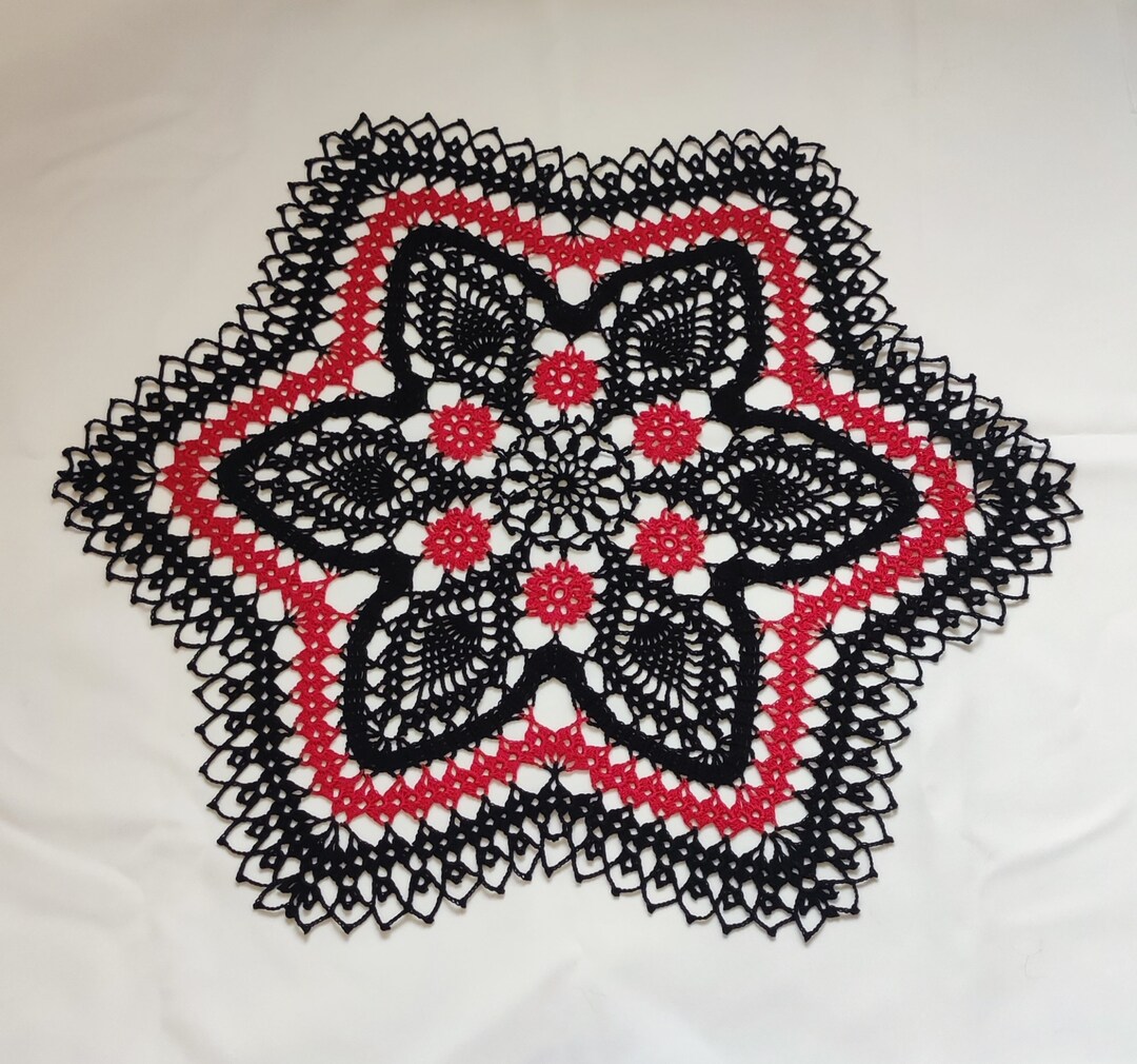 Large Round Doily 21.6 Inches-crochet Doilies-crochet Doily-black Doily ...