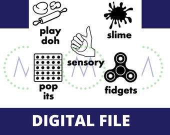 Sensory Labels SVG files. Toy Labels. SVG Files. Sensory SVG files. Organization. Sensory Toys. Slime. Play Doh. Fidgets. Pop Its.