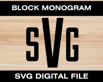 Block Monogram SVG. Block Monogram. Monogram File. Digital Download. Silhouette Monogram. Circut Monogram. Monogram SVG.