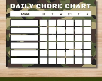 Camo Chore Chart. Chore Chart. Kids Chores. Kids Chore Chart. Responsibility Chart. Chore Chart Printable.Kids To Do Chart.Instant Download.